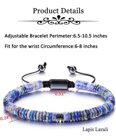 JSDDE Healing Crystals Bracelet - Adjustable Natural Lapis Lazuli Stone Bracelet for Men and Women - Buy Online on GoSupps.com
