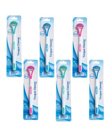 Tongue cleaner with silicone handle intvn 6 pieces tongue brush tongue cleaner brush safe fresh breath removes plaque on the tongue extra flat prevents bad breath