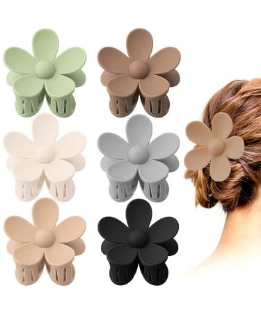 ZSPERKLA 6pcs Flower Hair Clips Acrylic Hair Clips Large Claw Hair Clips Non-slip Matte Jaw Clips Hair Styling Accessories for Women Girls