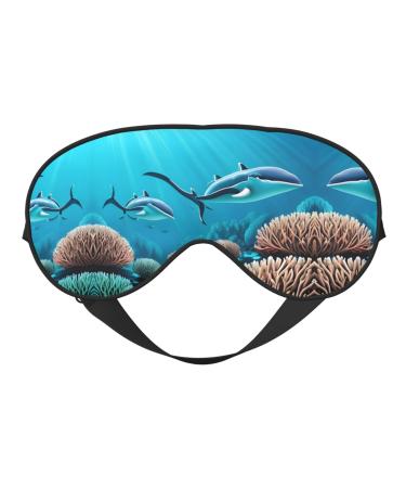 Deep Sea Whales Eye mask Soft Elastic and Adjustable Nighttime Comfort Sleeping mask Suitable for Both Men and Women Black