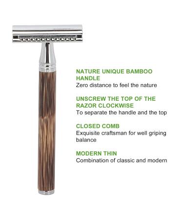 Vintage Razor Set | Double-Edged Safety Shaving Kit - Bamboo Grip & Blade Box - Perfect Men's Gift for Smooth Shaving - Buy Online on GoSupps.com