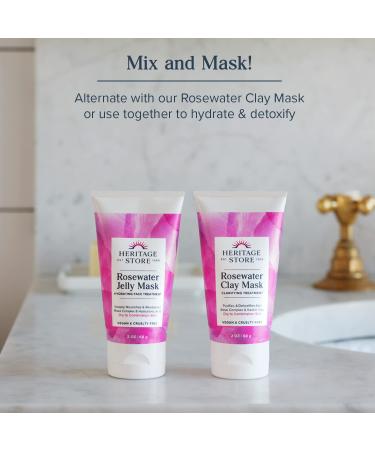 HERITAGE STORE Rosewater Jelly Facial Mask - Hydrating Gel Treatment with Hyaluronic Acid for Dry Skin | Vegan & Cruelty Free 2oz - Buy Online on GoSupps.com