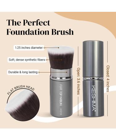 Flat Top Retractable Makeup Brush | Keshima Kabuki Brush for Liquid Powder & Cream Makeup - Buy Online on GoSupps.com