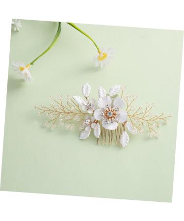 FOMIYES Rhinestone Pearls Accessories Inlaid Hair Side Combs Pearl Bridal Side Comb Rhinestone Hair Accessories Leaf Hair Accessories Flower Decor Metal White Bride Wedding Hair Comb - Buy Online on GoSupps.com