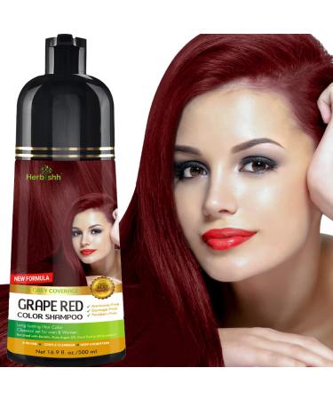 Herbishh Hair Color Shampoo for Gray Hair   Magic Hair Dye Shampoo   Colors Hair in Minutes Long Lasting 500 Ml 3-In-1 Hair Color Ammonia-Free | Herbishh (Grape Red)
