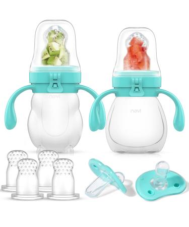 NCVI Baby Fruit Feeder | Fresh Food Feeder Pacifier | Silicone Teething Toy Teething Relief Appetite Stimulation for Baby Feeding BPA Free 6 Replacement Nipple 2Pack (Bear&Rabbit) 8 Piece Set Bear&Rabbit