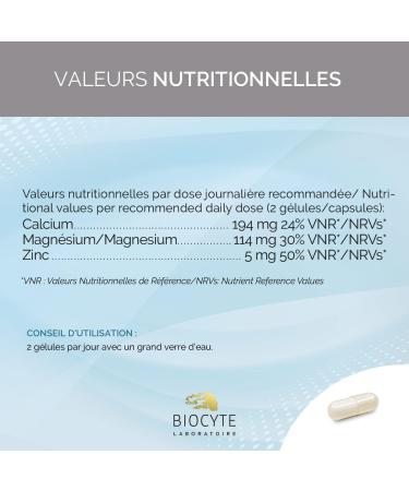 BIOCYTE Cal/Mag/Zinc Liposomal - Mineral Based Food Supplement - Calcium Magnesium and Zinc Liposomed - 60 Capsules - 30 Day Program - Buy Online on GoSupps.com