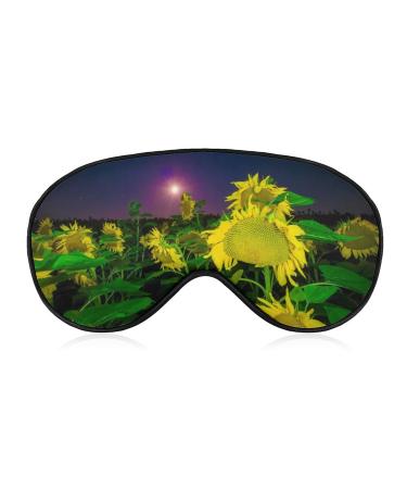 Moon Sunflower Sleep Masks Eye Cover Blackout with Adjustable Elastic Strap Night Blindfold for Women Men Yoga Travel Nap