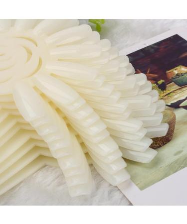 120 Pieces Fan-Shaped False Nails - Lace Sticks Cream Polish & Rosette Pattern - Ideal for Salon Display & Nail Art Practice - Buy Online on GoSupps.com