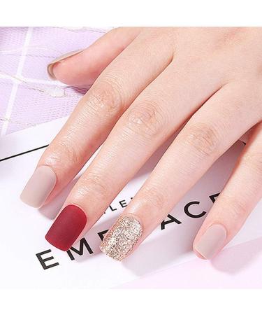 Hugttt 120 Pieces Short False Nails Matte Fake Nails Artificial Nails Tips Press on Nails Full Cover Fingernails Set With Glue and Files Stick 12 Sizes 4 Style - Buy Online on GoSupps.com