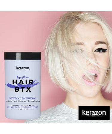 KERAZON Blonde Brazilian Hair Botox Treatment Purple Mask Platinum Effect - Salon Size for Smoothing, Hydration, Anti-Brass, Shine, Softness, Volume, and Frizz Control - Buy Online on GoSupps.com