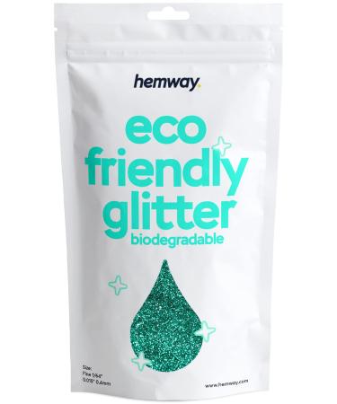 Hemway eco Friendly Biodegable Glitter 100g / 3.5 vertical bio cosmetic Safe Sparkle vegan for the face eyeshadow body hair nail and festival make -up craft - 1/64 "0.015" 0.4mm - turquoise