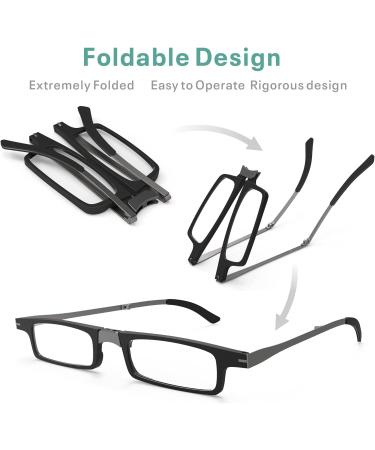 Kisdate Ultra-Light Foldable Reading Glasses - Black, 1.5 Diopters - Buy Online on GoSupps.com