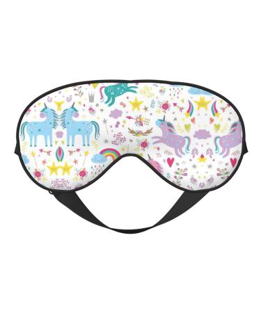 Unicorns Pink Print Soft Adjustable Sleep Eye Mask Blackout Silk Light Pressure Blindfold for Men Women