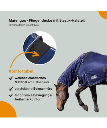 Marengos Flying Ceiling for Horses | Elastic Neck | Insect Protection | Close-Meshed Eczema Blanket | Night Blue 145 cm | Outdoor Horse Gear - Buy Online on GoSupps.com