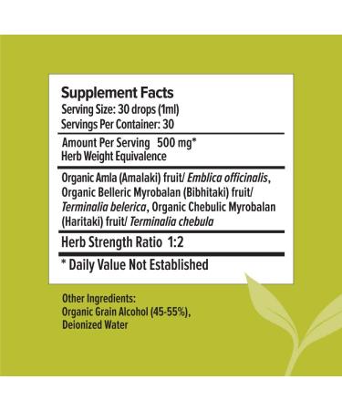 Banyan Botanicals Triphala Liquid Extract 1oz - Organic Amla, Haritaki, Bibhitaki Formula for Daily Detox & Rejuvenation - Non-GMO, Vegan, Sustainably Sourced - Buy Online on GoSupps.com
