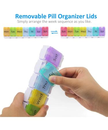 2 PCS Weekly Pill Organizer - Arthritis Friendly Travel 7 Day Pill Box with Large Compartments for Vitamins Fish Oil Supplements & Medication - Buy Online on GoSupps.com