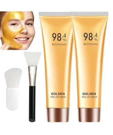 98.4% Gold Peel Off Facial Mask Golden Exfoliating Mask Gold Peel Off Face Mask Anti-Wrinkle Anti-Aging Gold Face Mask for Blackhead and Pore Cleansing