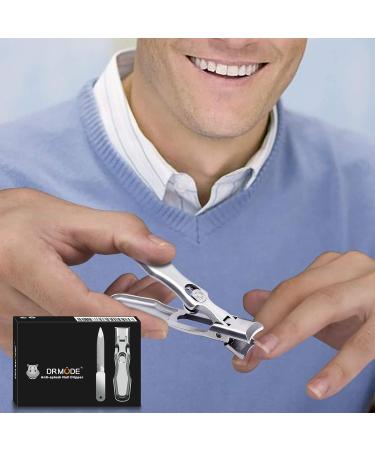 DRMODE Nail Clippers Set - Wide Jaw Opening Toenail Clippers for Thick Nails Stainless Steel Large Nail Clippers with Sharp Curved Blade - Perfect for Men - 2 Pieces - Buy Online on GoSupps.com