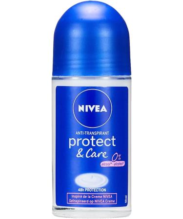 NIVEA Protect & Care Roll-on Deodorant (1 x 50 ml) 48H effective protection, cream-inspired deodorant, alcohol-free women's care