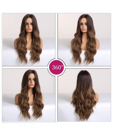 Esmee 24-Inch Ombre Brown Wig for Women | Natural Synthetic Heat-Resistant Wavy Hair | Perfect for Daily Wear Parties & Cosplay - Buy Online on GoSupps.com
