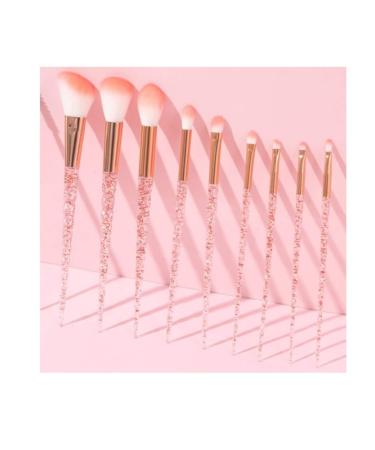 Makeup Brush 10 Pieces Pink Makeup Brush Spiral Handle Soft Makeup Tools With Transparent Storage Bucket Beauty