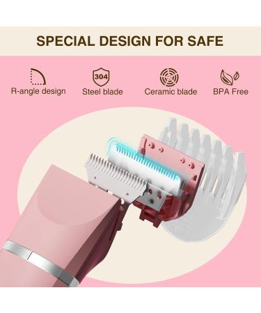 Waterproof Bikini Trimmer for Women Electric Razor for Bikini Legs Pubic Hair Rechargeable Electric Shaver for Women Hair Removal with Snap-in Ceramic Blades IP7X Washable Head Wet and Dry Use Pink - Buy Online on GoSupps.com