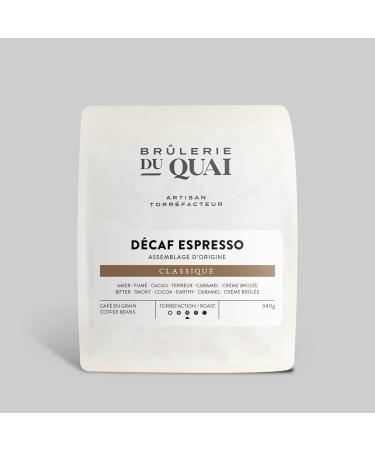 Espresso Decaf Coffee - Medium Roast - Whole Beans - Espresso Blend - 340g - Br lerie du Quai and Design D caf Espresso - Medium Roast 340 g (Pack of 1)