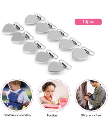 Fdit Suspender Clips - 10pcs Metal Heart Shape Pacifier Holder for DIY | International Shipping Available - Buy Online on GoSupps.com