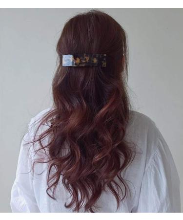 2PCS Tortoise Shell French Design Celluloid Rectangle Hair Barrettes for Women - Tokyo Ivory - Buy Online on GoSupps.com