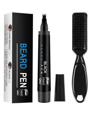 XdealCozyxc Beard Pencil Filler for Men Black Beard Pen with Brush Waterproof Sweatproof & Long Lasting Natural Looking Beard