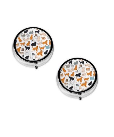 Cattle Dog Florals Printed Mini Round Pill Box Pill Box 3 Compartment Medicine Pill Case Pill Organizer Travel Pillbox Portable Pill Box for Pocket Home Office Use