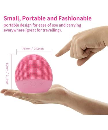 Mini Silicone Facial Cleansing Brush - FEITA Waterproof Silicon Face Cleaner and Electric Masager System for All Skin Types (Pink) - Buy Online on GoSupps.com