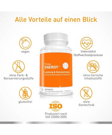 Sanopoly Priosa Energy 150 Vegan Capsules | Supports Muscle Function | 16 Protein-Forming Amino Acids | Expert Transported Recipe - Buy Internationally! - Buy Online on GoSupps.com