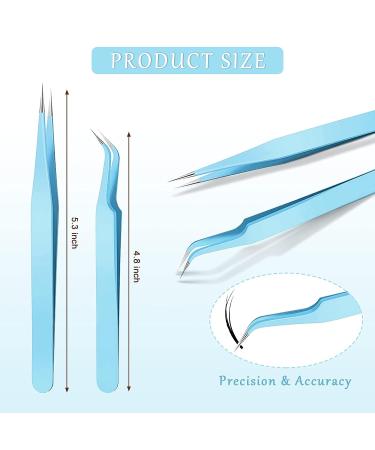6-Piece Stainless Steel Eyelash Extension Tweezers Set - Straight and Curved Tip Nippers for Volume Lash Application, False Lash Tool Kit (Blue) - Buy Online on GoSupps.com