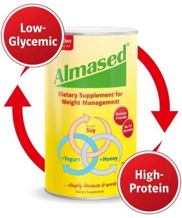 Almased Plant-Based Meal Replacement Shake 17.6 oz - Non GMO, Gluten-Free (3 Pack) - Includes Ball - 4 Piece Set - Buy Online on GoSupps.com