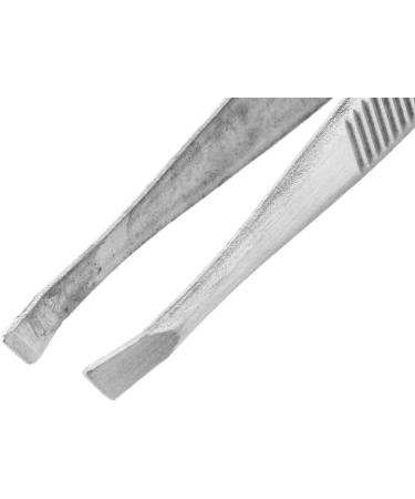 Premium Carbon Steel Eyebrow Tweezers - 9cm Inclined Tip for Precision Hair Removal - Silver - Buy Online on GoSupps.com