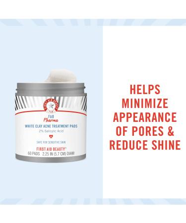First Aid Beauty White Clay Acne Treatment Pads - 2% Salicylic Acid for Breakouts, Whiteheads, Blackheads - FAB Pharma - Buy Online on GoSupps.com