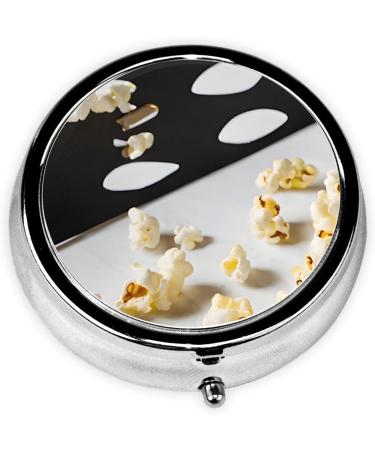 Cinema Clapboard & Popcorn Mini Round Pill Box - 3 Compartment Travel Organizer for Medicine & Vitamins | Portable Pill Case for Home & Office Use - Buy Online on GoSupps.com