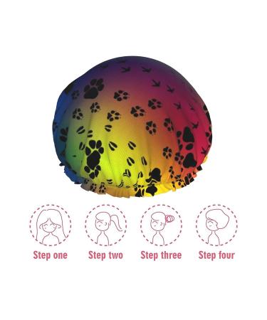 Paw Prints Pattern Waterproof Shower Cap for Women - Fits All Head Sizes & Hair Textures - Buy Online on GoSupps.com