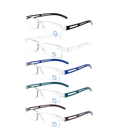 DOOViC 5 Pack Blue Light Reading Glasses One-Piece Design Blue Blocking Computer Readers for Men Women Unisex UV Protection +2.50 5 Pack-b 2.5 x