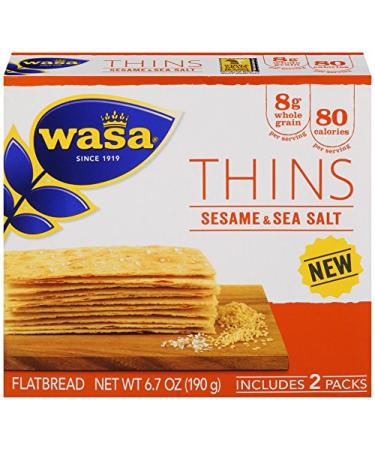Wasa Flatbread Thins Crackers, Sesame and Sea Salt, 6.7 Ounce