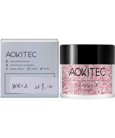 Aokitec 28g Shining Pink Nail Dipping Powder - French Powder Pro Collection for DIY Manicure - Long-Lasting & Odor-Free Formula - Buy Online on GoSupps.com