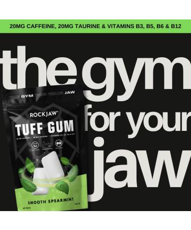 ROCKJAW Hard Jawline Gum 2.0 - Sugar-Free Chewing Gum with 20mg Caffeine & B Vitamins | Smooth Spearmint (2-Month Supply - Buy Online on GoSupps.com