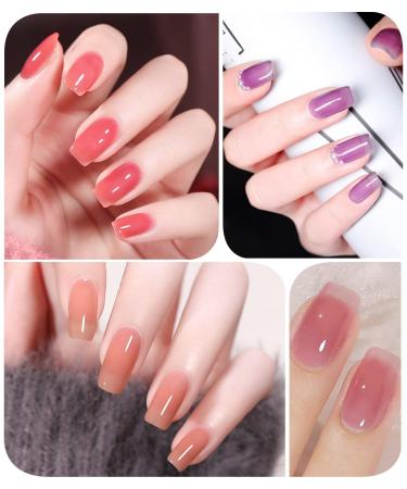 DouborQ 20 Bottles Translucent Crystal Jelly Gel Nail Polish Set - 7ml UV Soak Off LED Gel Manicure Kit in 20 Colors - Buy Online on GoSupps.com