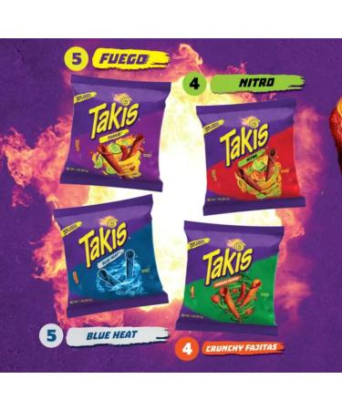 Takis MIX Blue Heat Fuego Nitro Crunchy Fajitas 1 oz (Pack of 18) - Buy Online on GoSupps.com