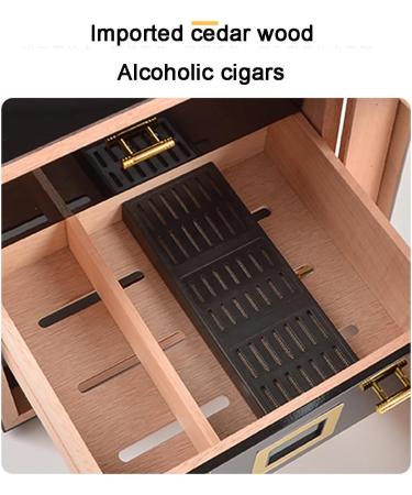 Cigar Humidor with Digital Hygrometer 3 Layer Drawers Cedar Lined Storage Box and Humidifier Holds 50-100 Cigars for Optimal Humidity Control and Preservation Black - Buy Online on GoSupps.com
