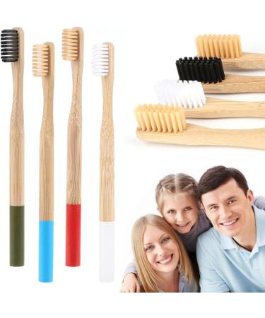 SOLUSTRE 4 Pack Bamboo Toothbrushes - Eco-Friendly Travel Toothbrushes for Sustainable Oral Care - Buy Online on GoSupps.com