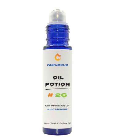 Oil Potion # 26 Inspired by Musc Ravageur Unisex Uncut Grade A Fragrance Body Oil Dupe Concentrated Long Lasting Roll-On 10ml / 0.33 oz
