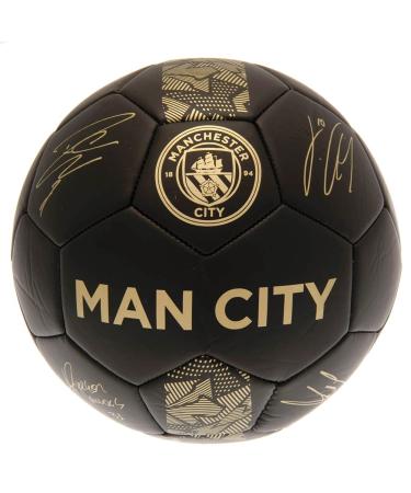 Manchester City FC Man City Phantom Signature Ball Black Gold Size 5 Ball Adult Unisex Multicoloured (Multicoloured)